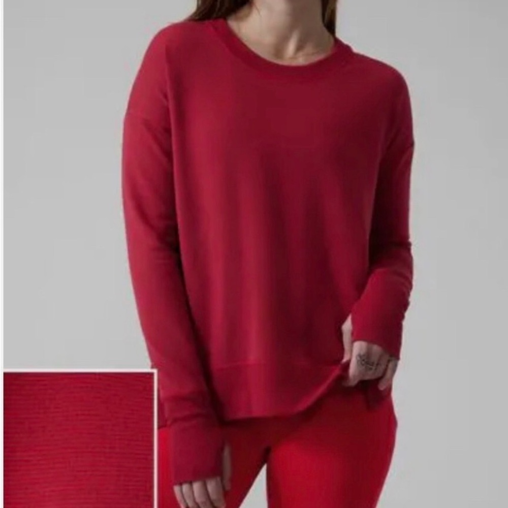 ATHLETA Coaster Luxe Stripe Red Sweatshirt Size M